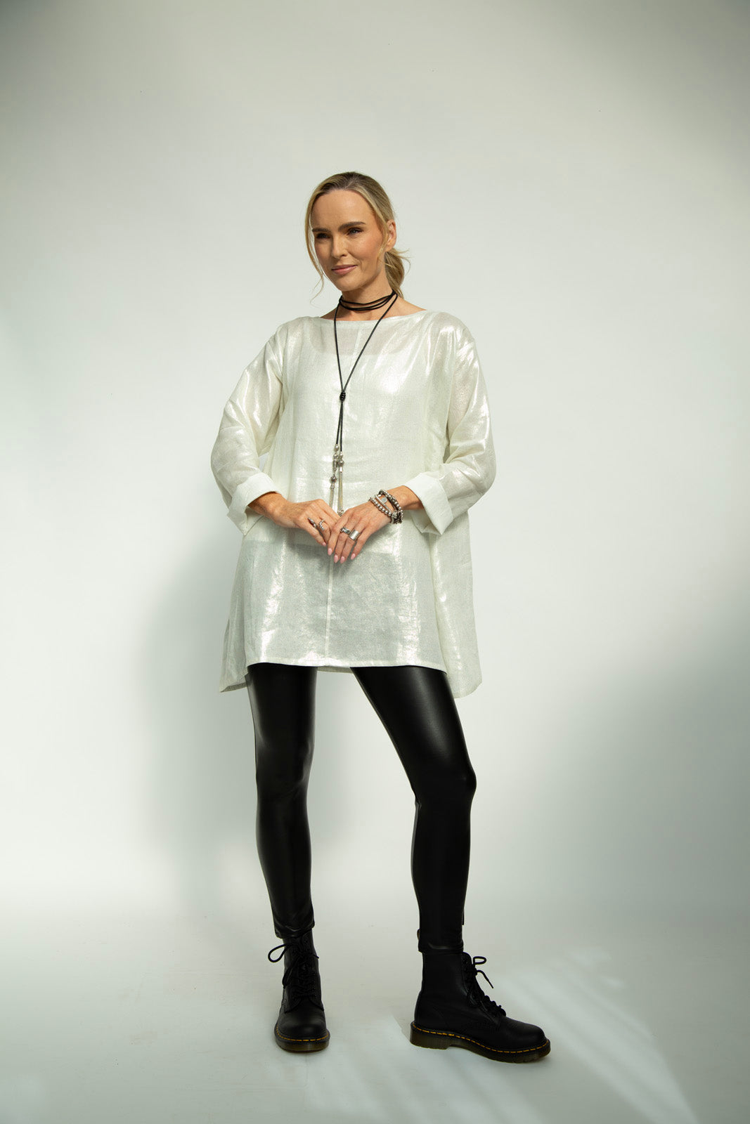 Kaia metallic Linen Tunic