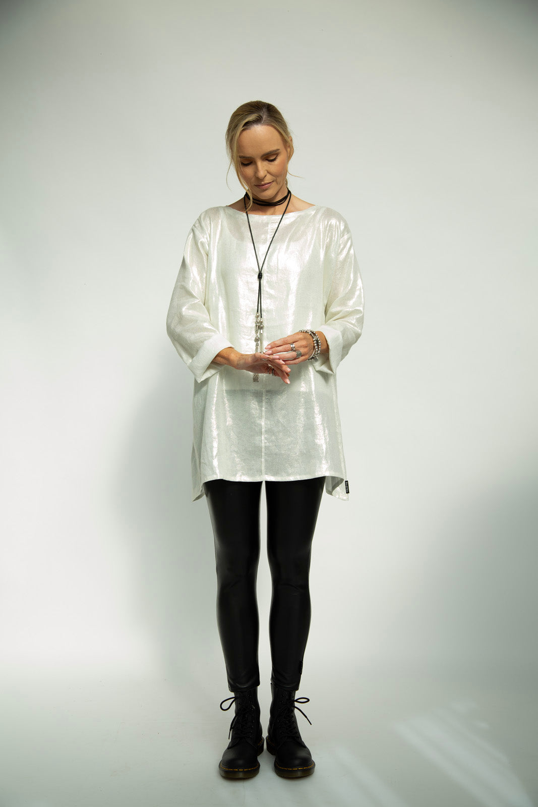 Kaia metallic Linen Tunic