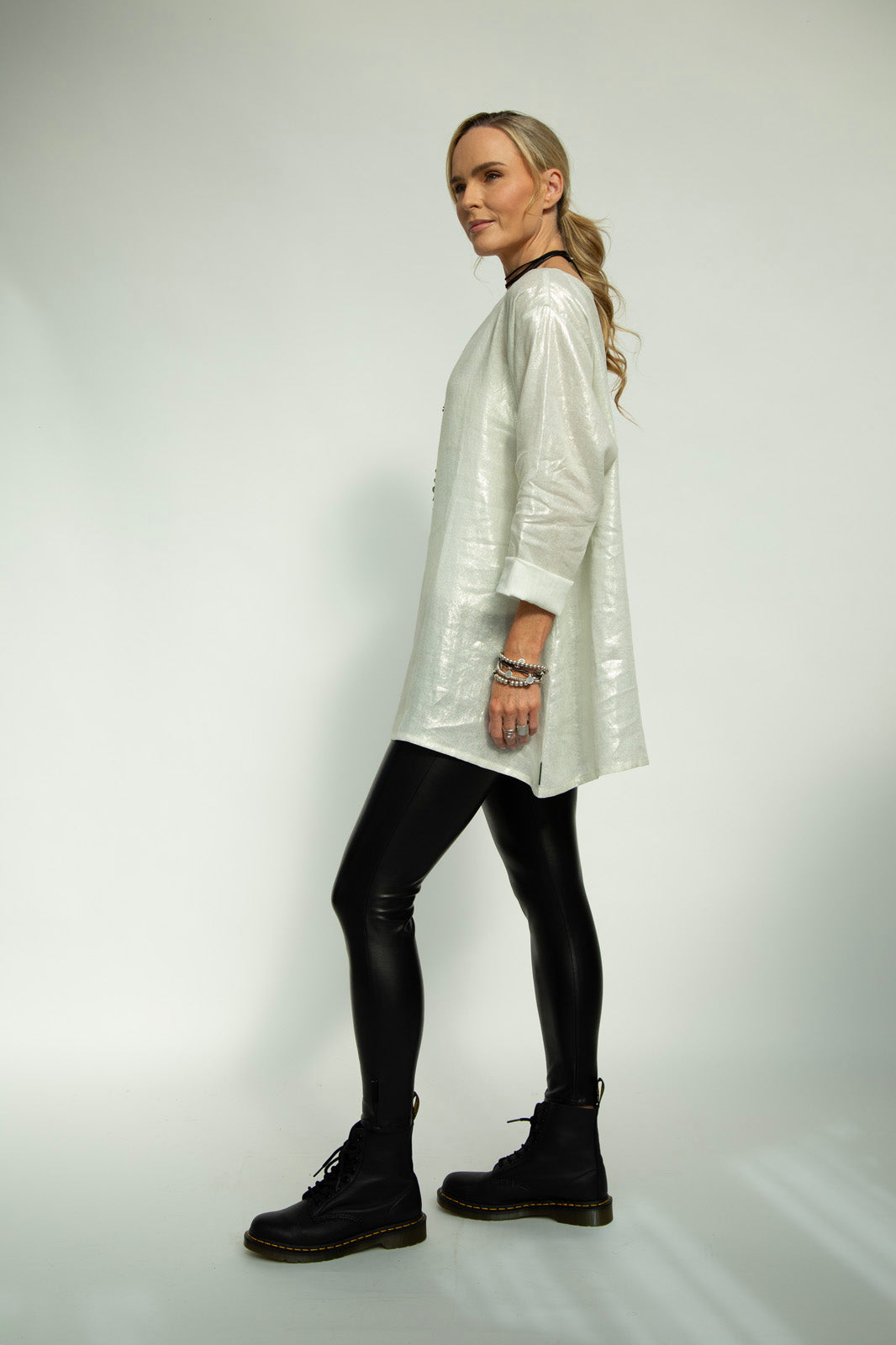 Kaia metallic Linen Tunic