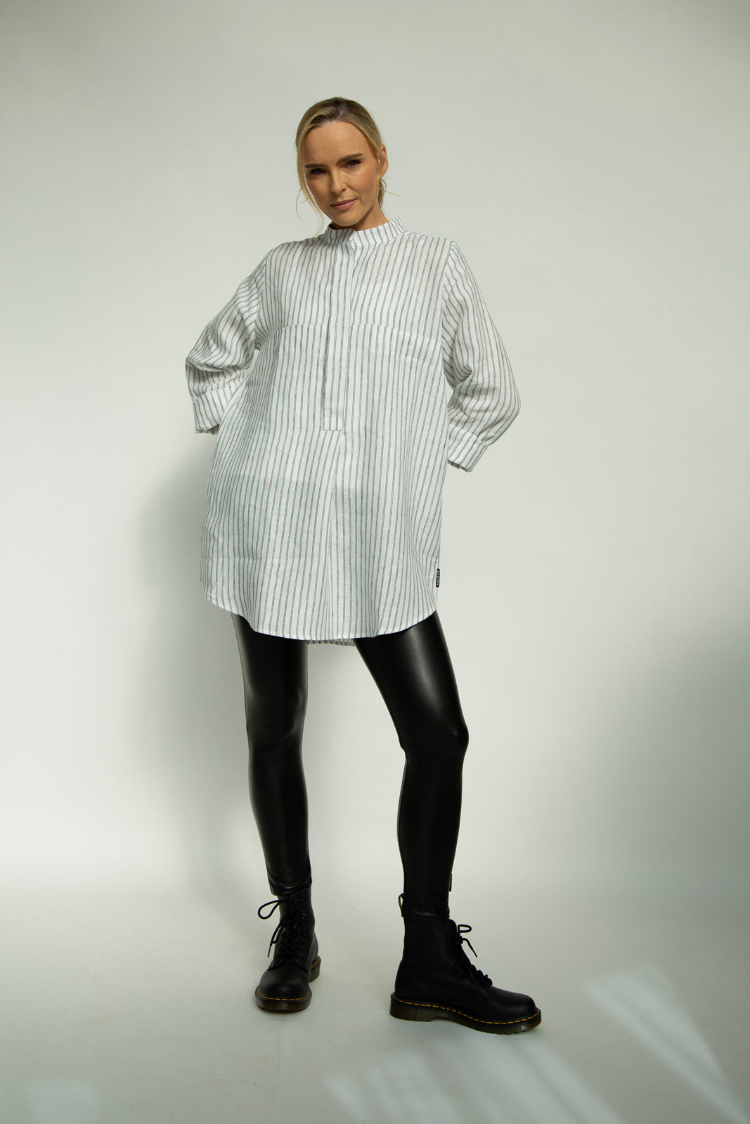 Dara Linen shirt : Limited Edition : white stripe linen