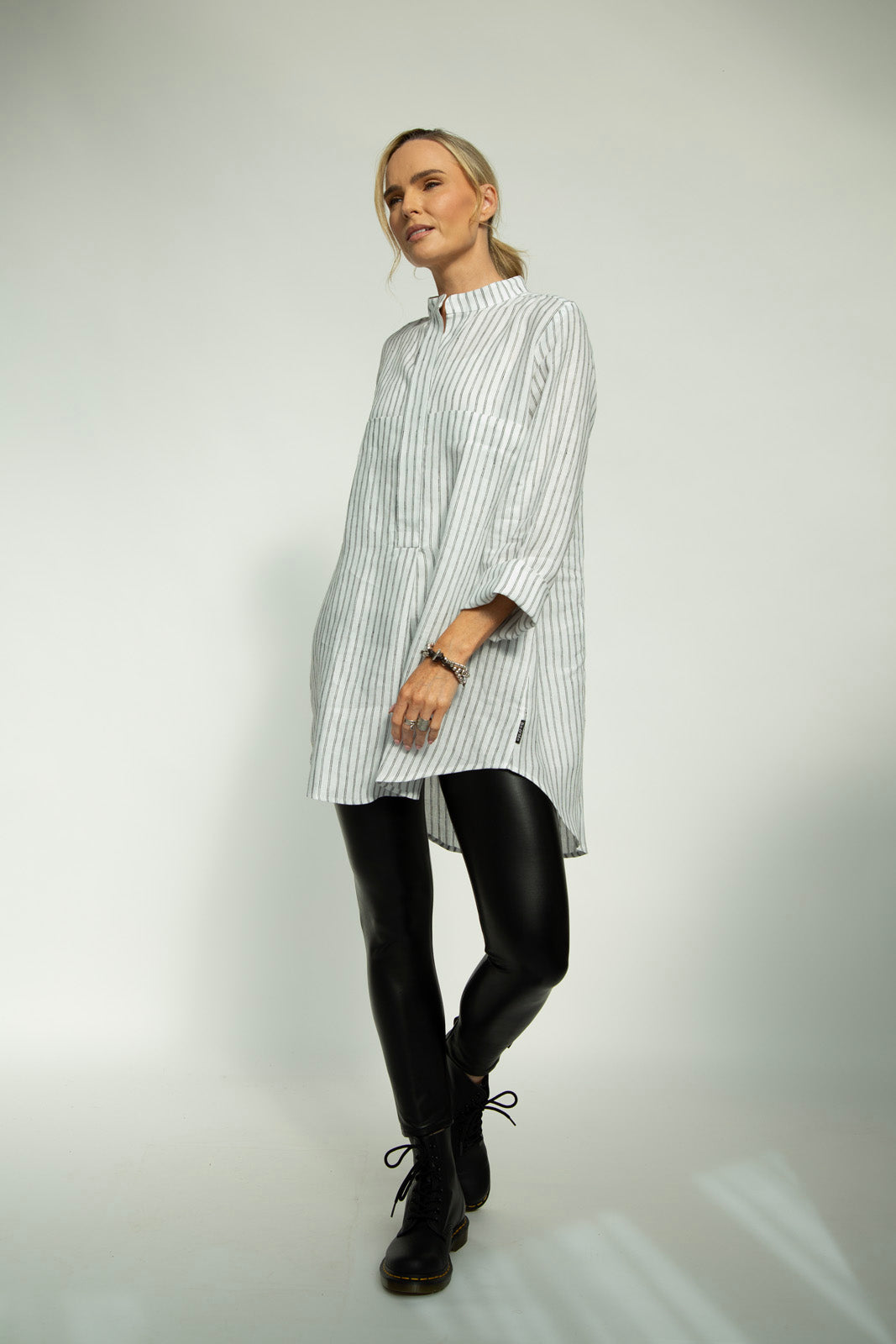 Dara Linen shirt : Limited Edition : white stripe linen
