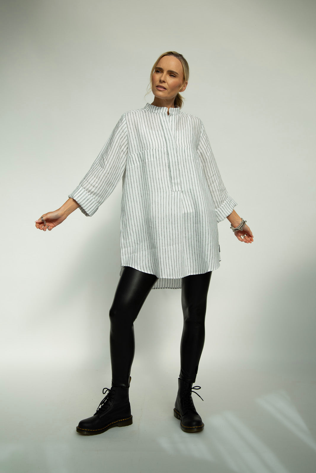Dara Linen shirt : Limited Edition : white stripe linen