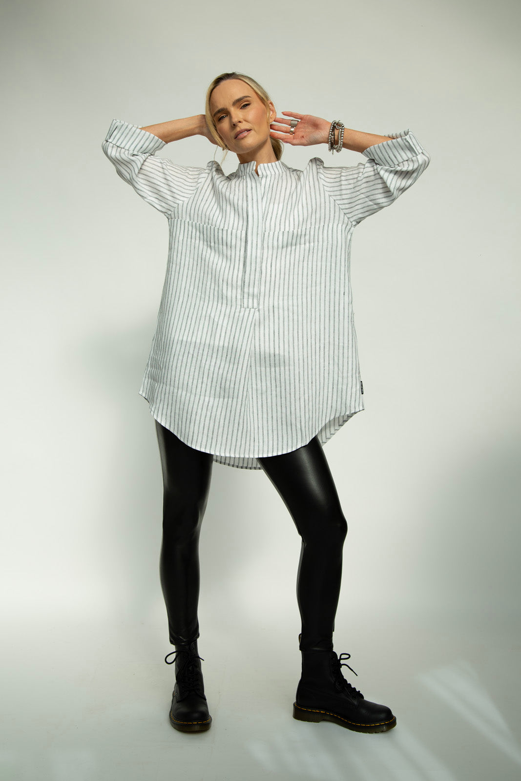 Dara Linen shirt : Limited Edition : white stripe linen