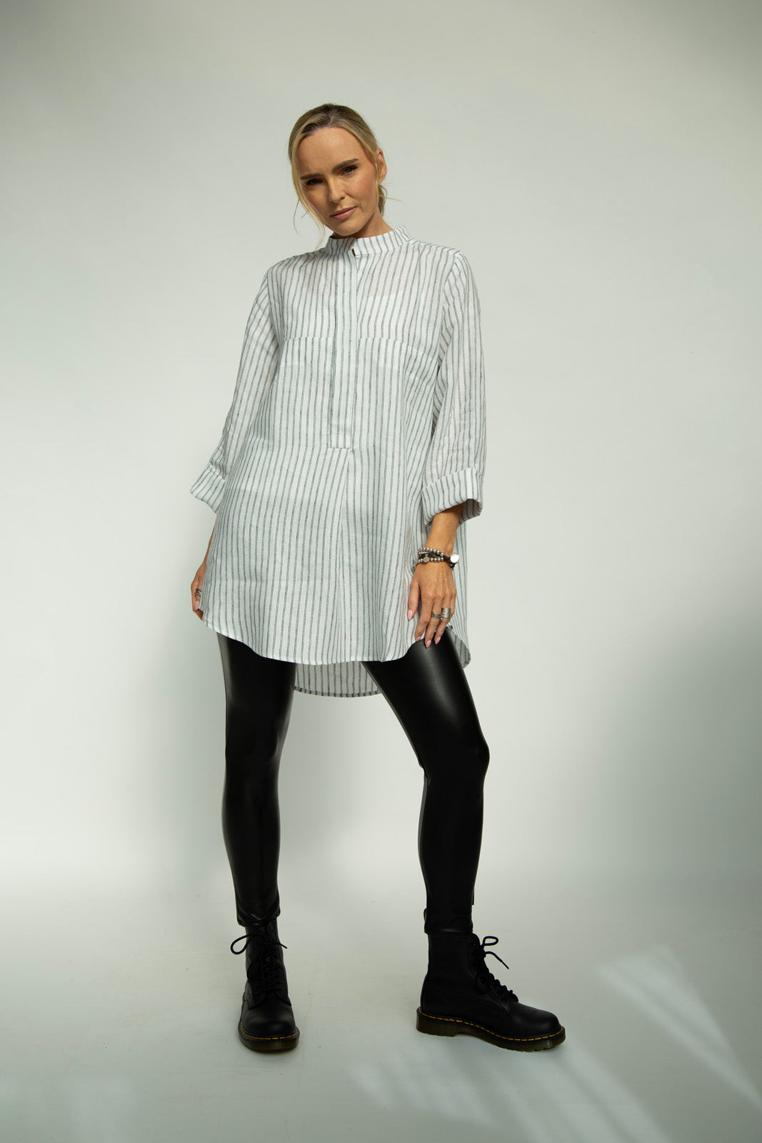 Dara Linen shirt : Limited Edition : white stripe linen
