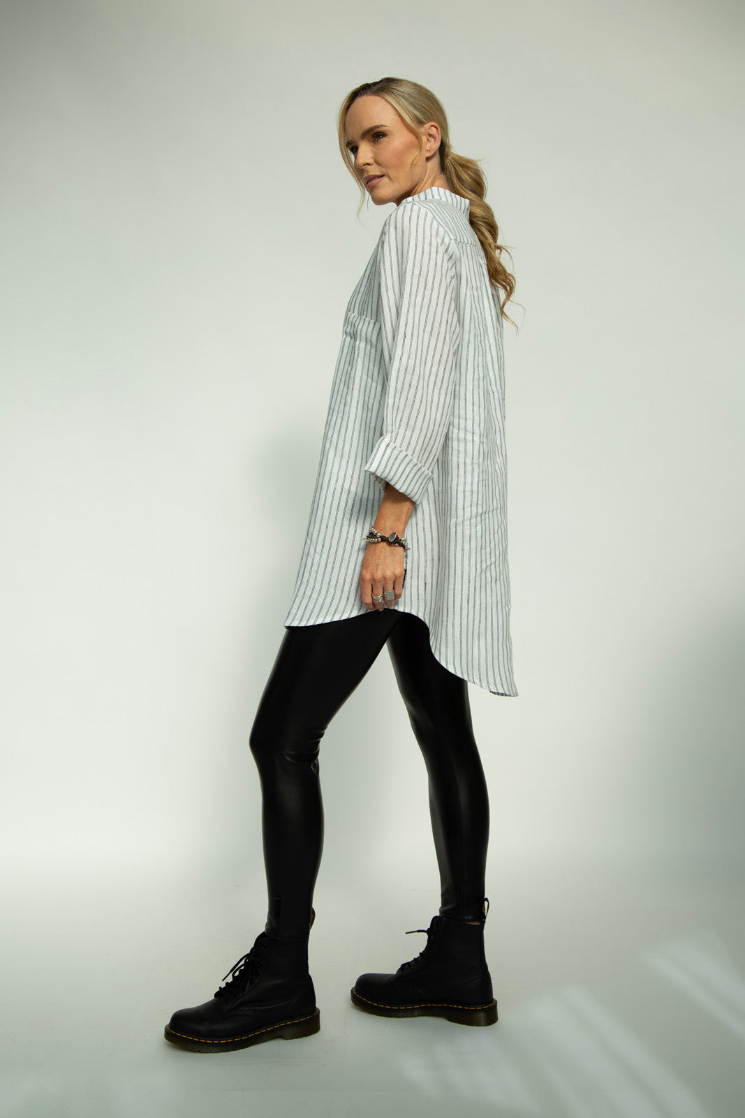 Dara Linen shirt : Limited Edition : white stripe linen