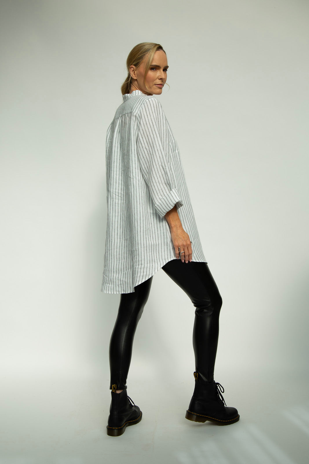 Dara Linen shirt : Limited Edition : white stripe linen