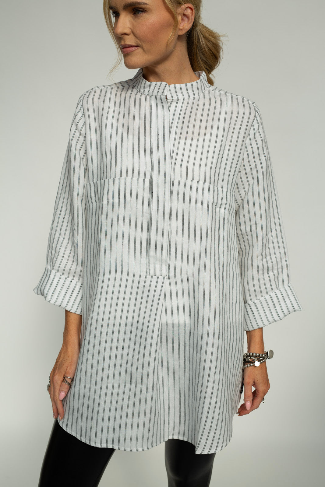 Dara Linen shirt : Limited Edition : white stripe linen