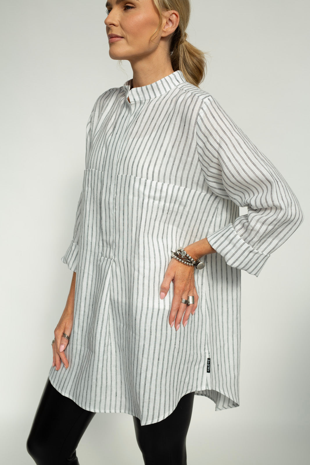 Dara Linen shirt : Limited Edition : white stripe linen