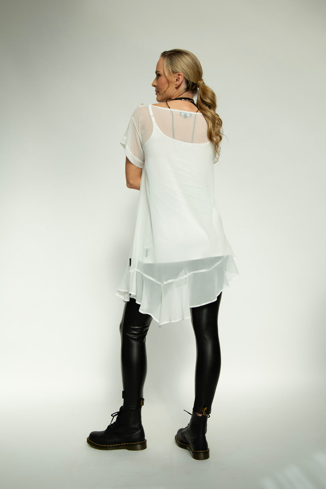 Brona Chiffon Tunic: Ecru chiffon