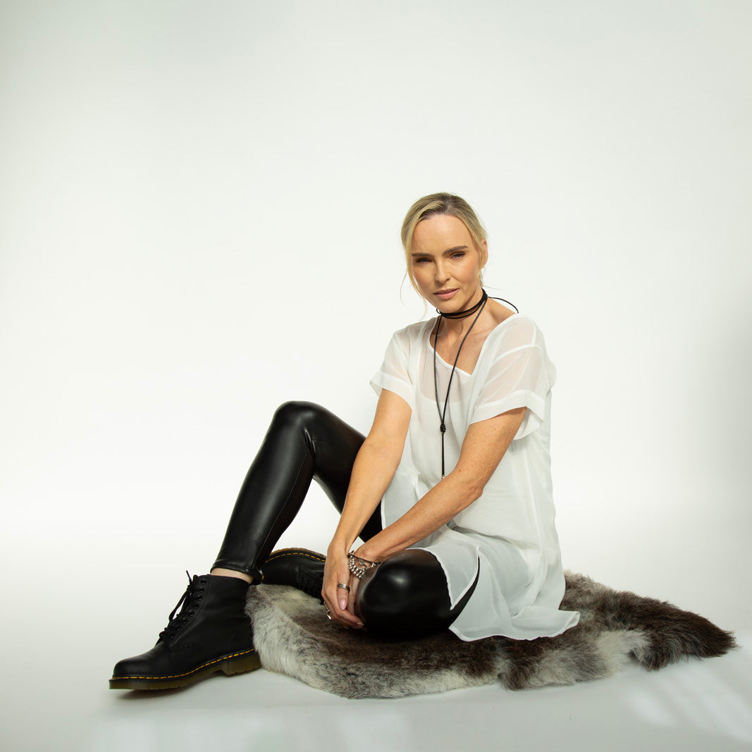 Brona Chiffon Tunic: Ecru chiffon