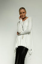 Monique Viscose Jersey Frill Hem Tunic (Soft White)