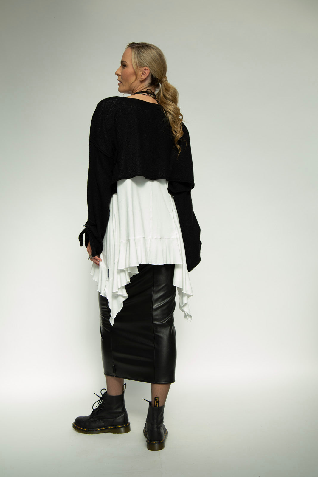 Monique Viscose Jersey Frill Hem Tunic (Soft White)