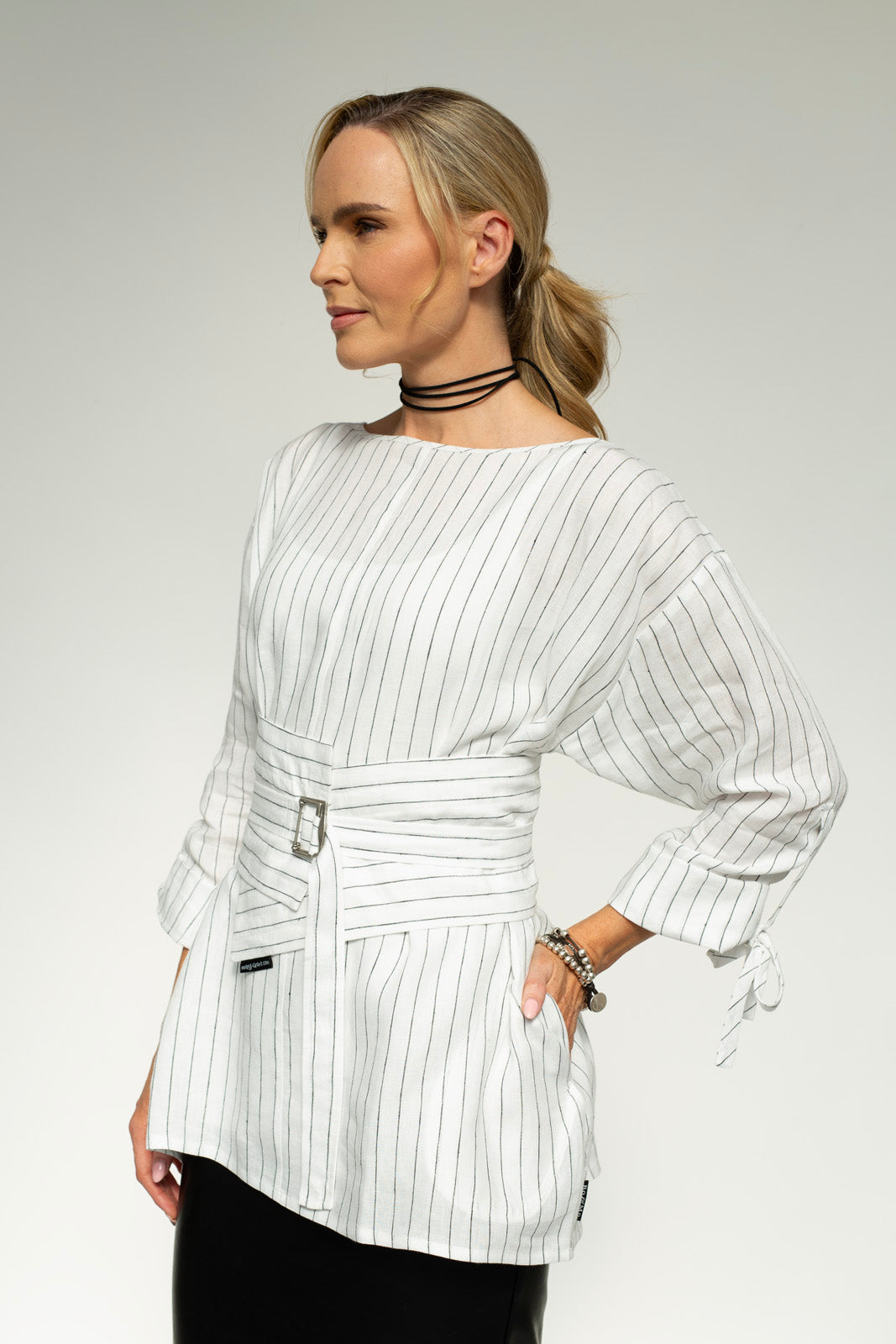 White Stripe Athena Belt