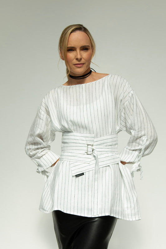 White Stripe Athena Belt