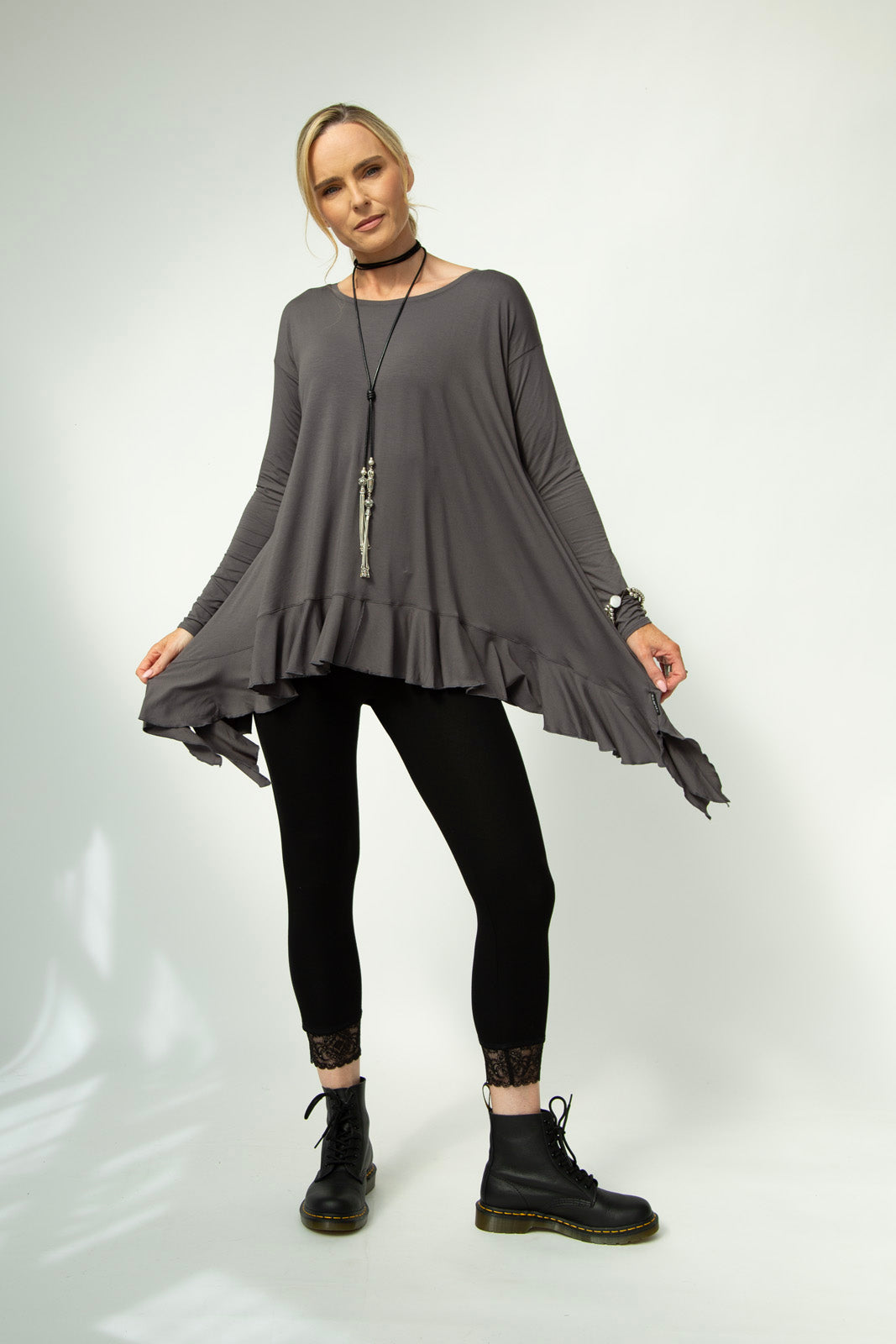 Monique Frill Hem Tunic (Antracite)