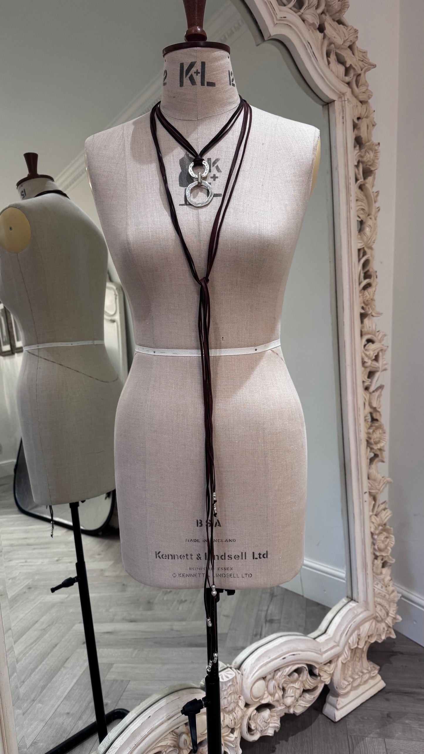 Wrap leather and silver necklace
