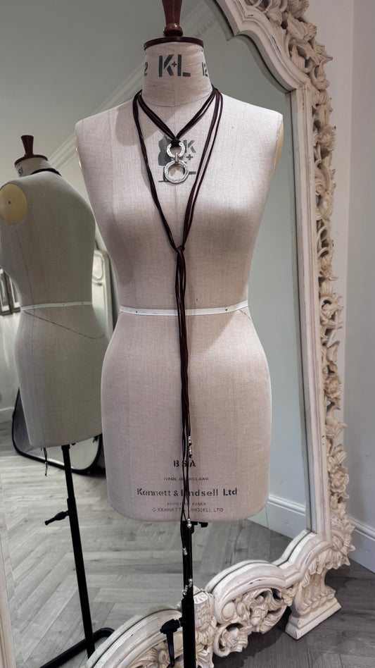 Wrap leather and silver necklace