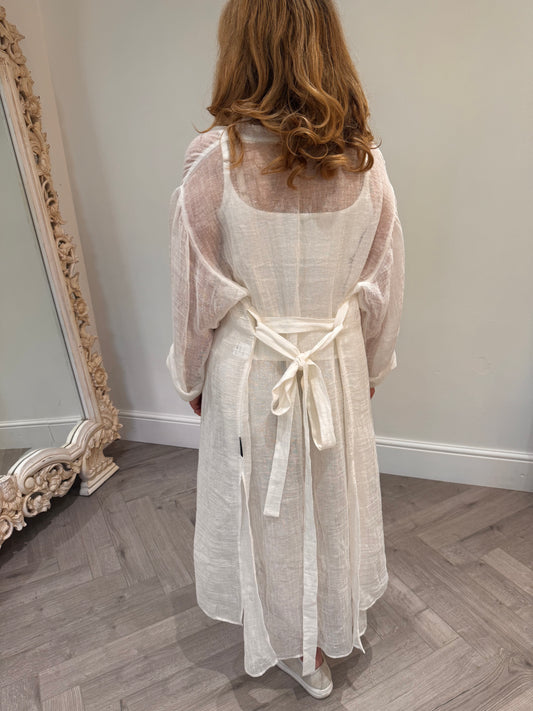 Myra linen & lace duster