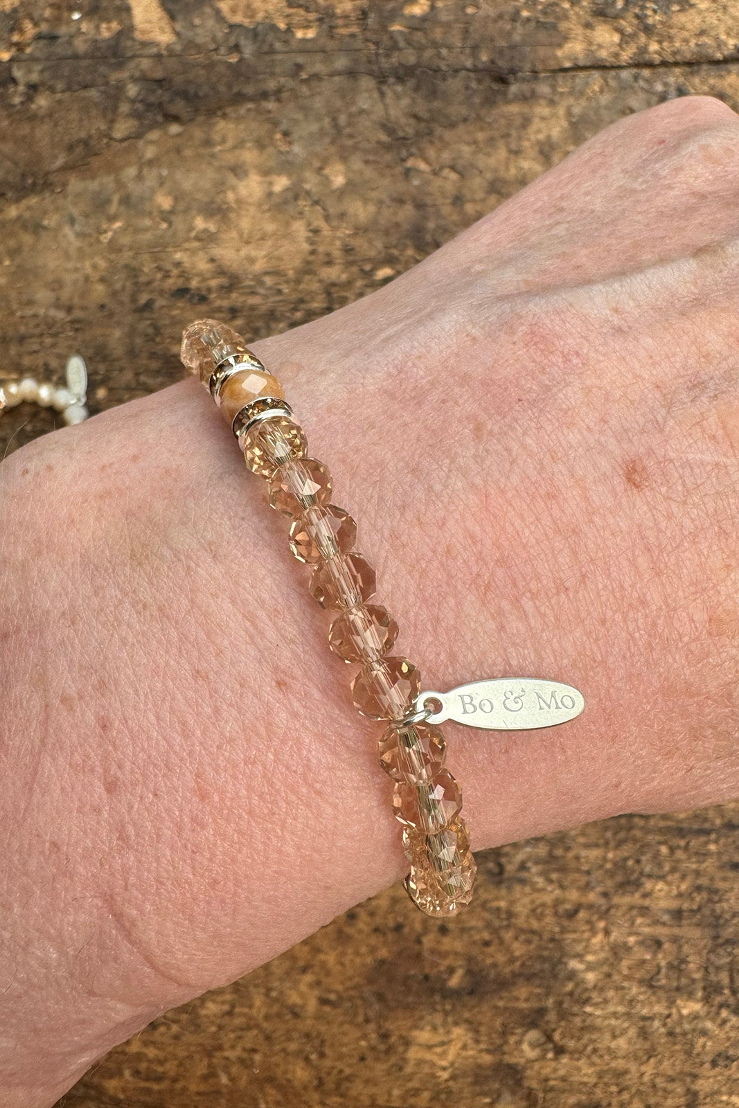 Bo&Mo 'Totem' Bracelet : Champagne Crystal