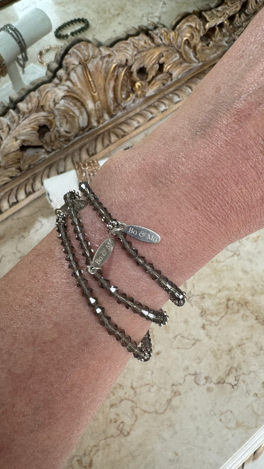 Bo&Mo Totem Bracelet : Smoky Grey Crystal