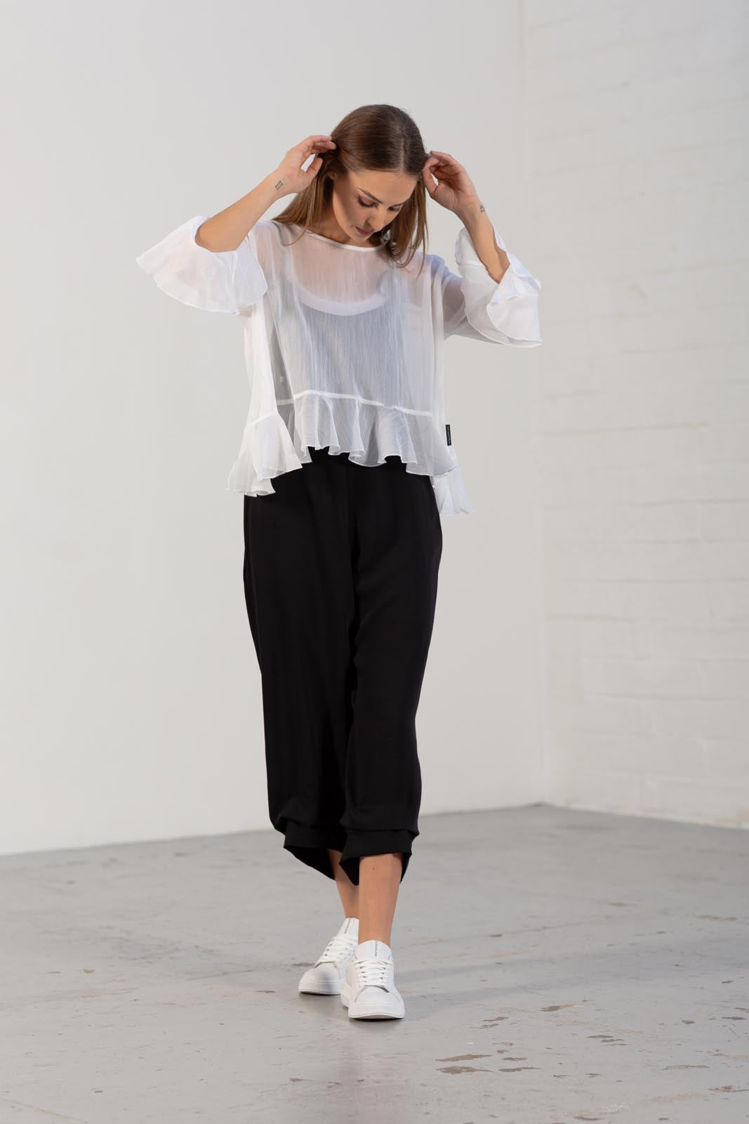 White Poppy Chiffon Top