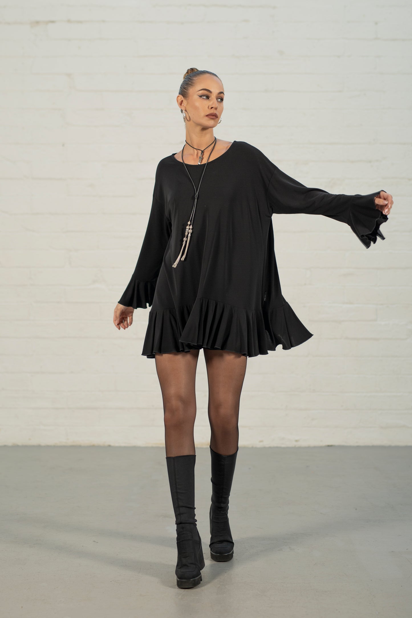 Cassia Black Lux Crepe Tunic