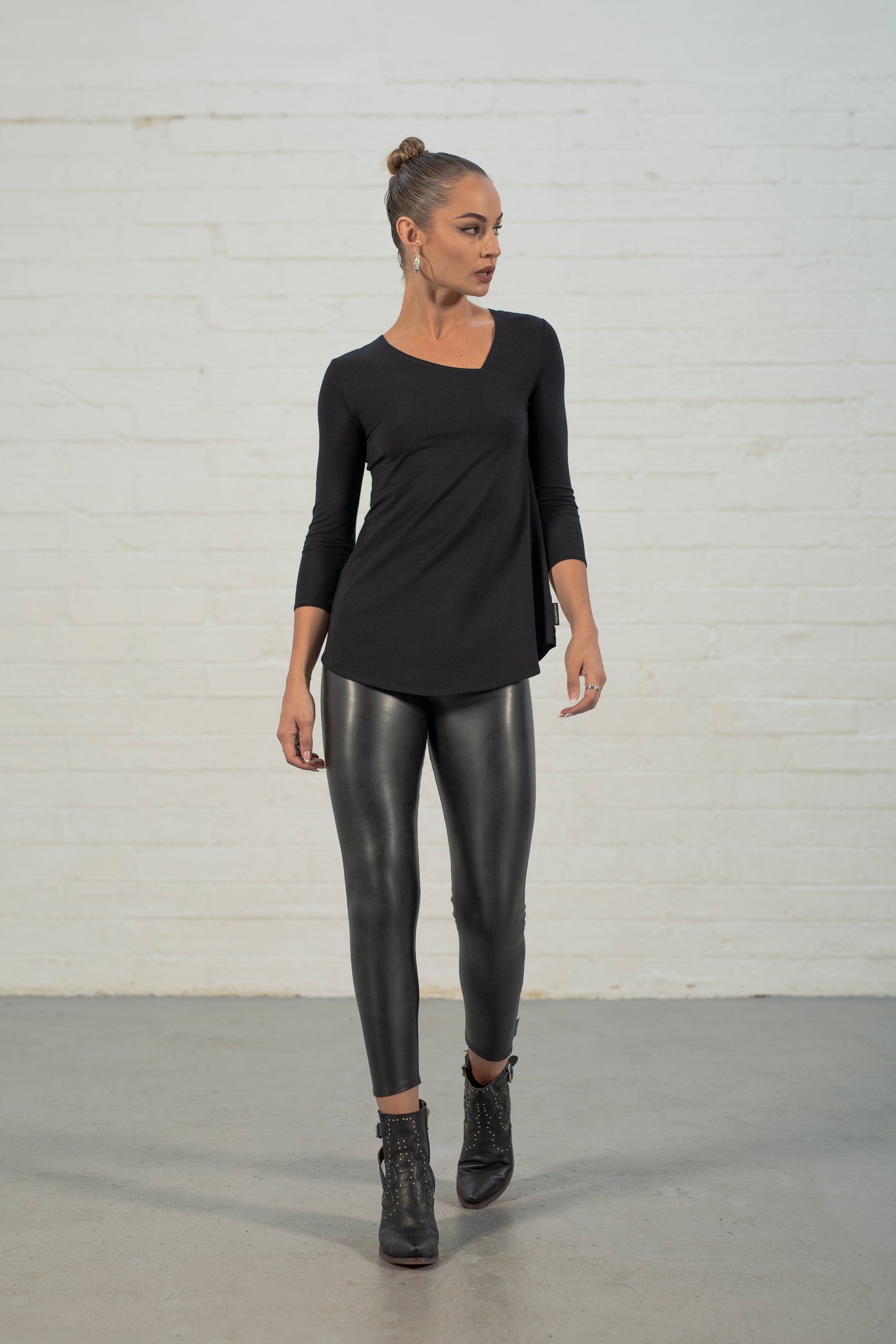 Black Evangeline (Asymmetric V-Neck) Top