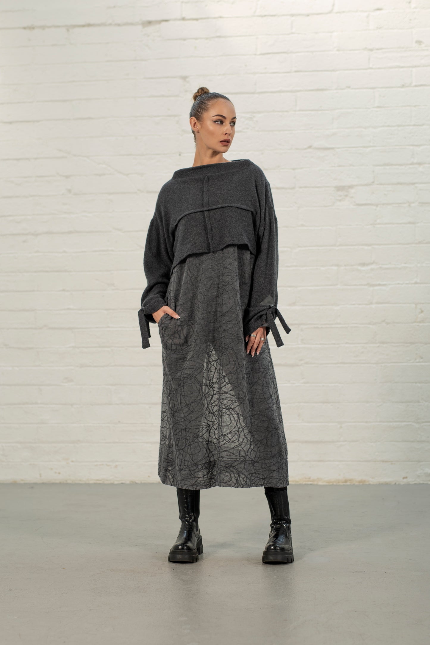 Xena Merino Wool Grey Dress