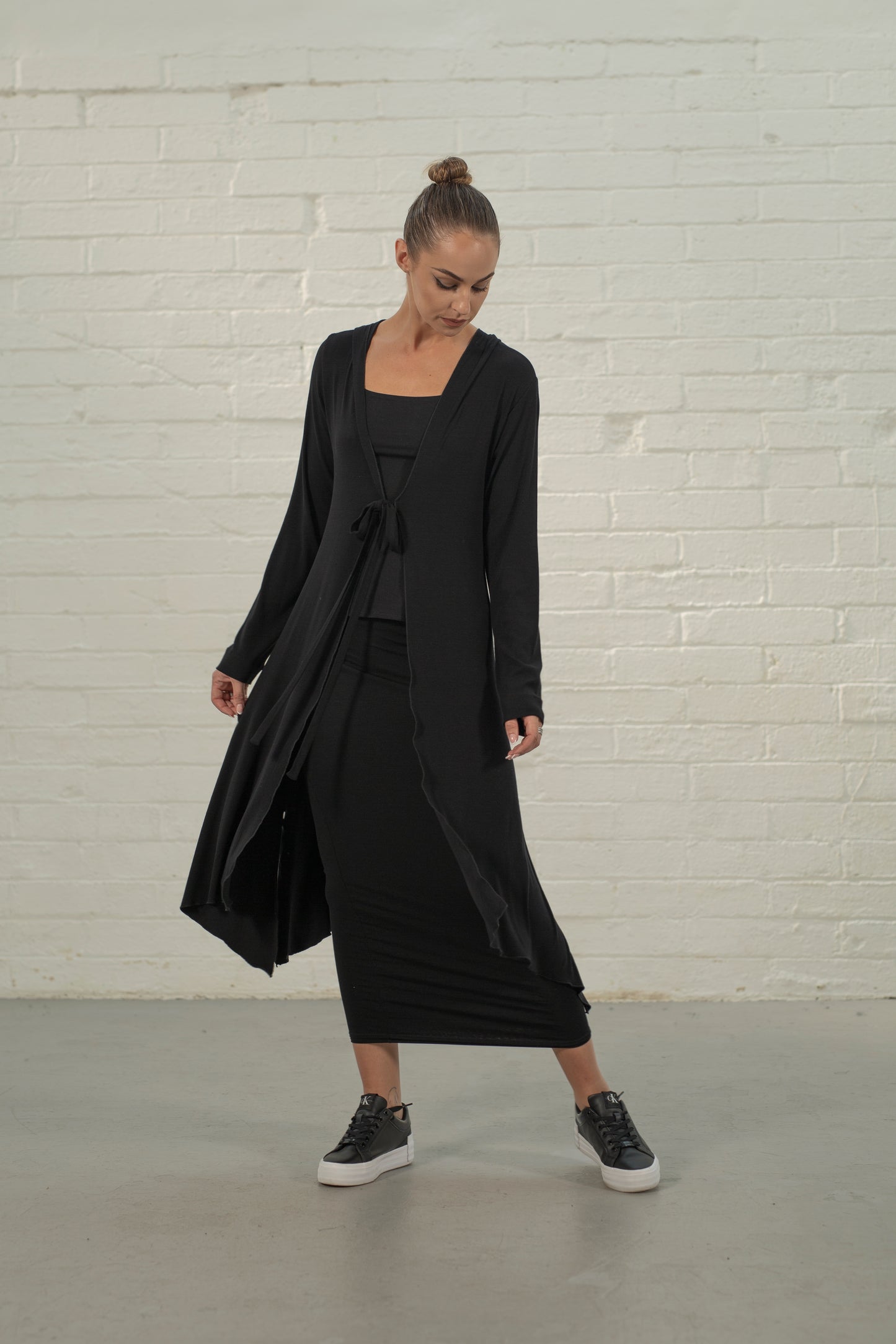 Jordan Ribbed Black Jersey Cardi