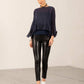 Navy Poppy Chiffon Top