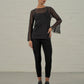 Rhea Flute Sleeve Top - Black Mesh