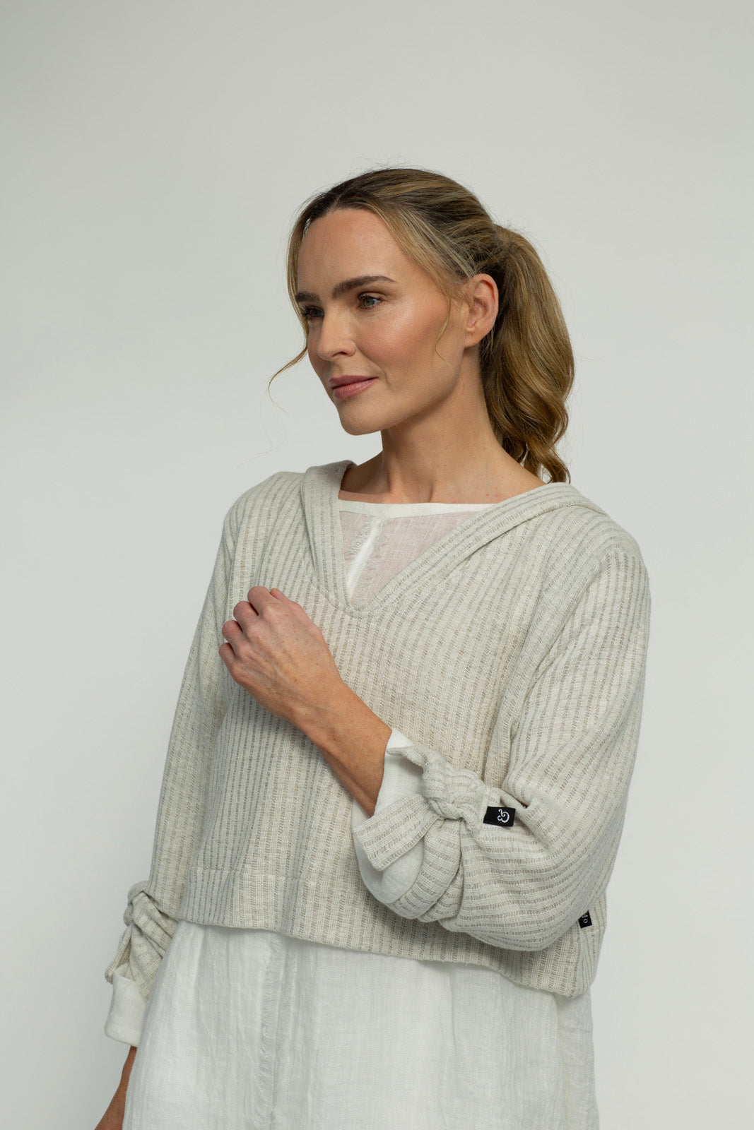 Scottie Crop Ribbed Jumper (Flax): Limited Edition