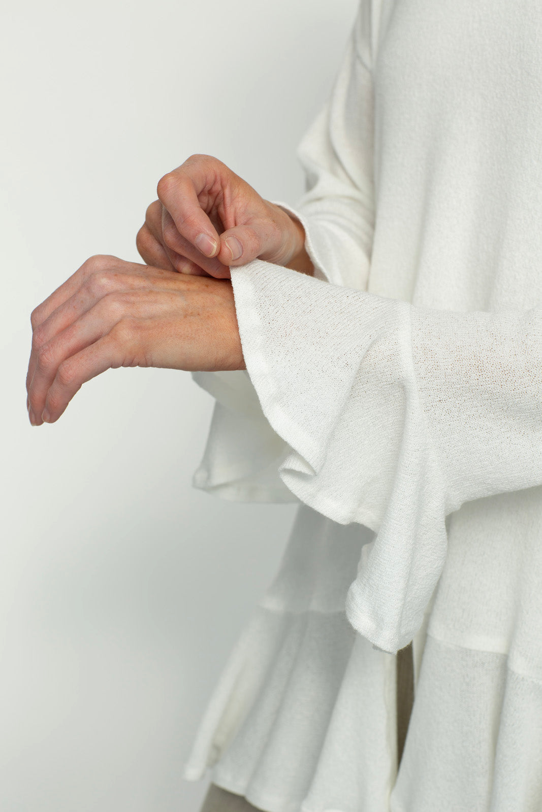 Blair Viscose Knit Oversize Frill Hem Tunic (Soft White)