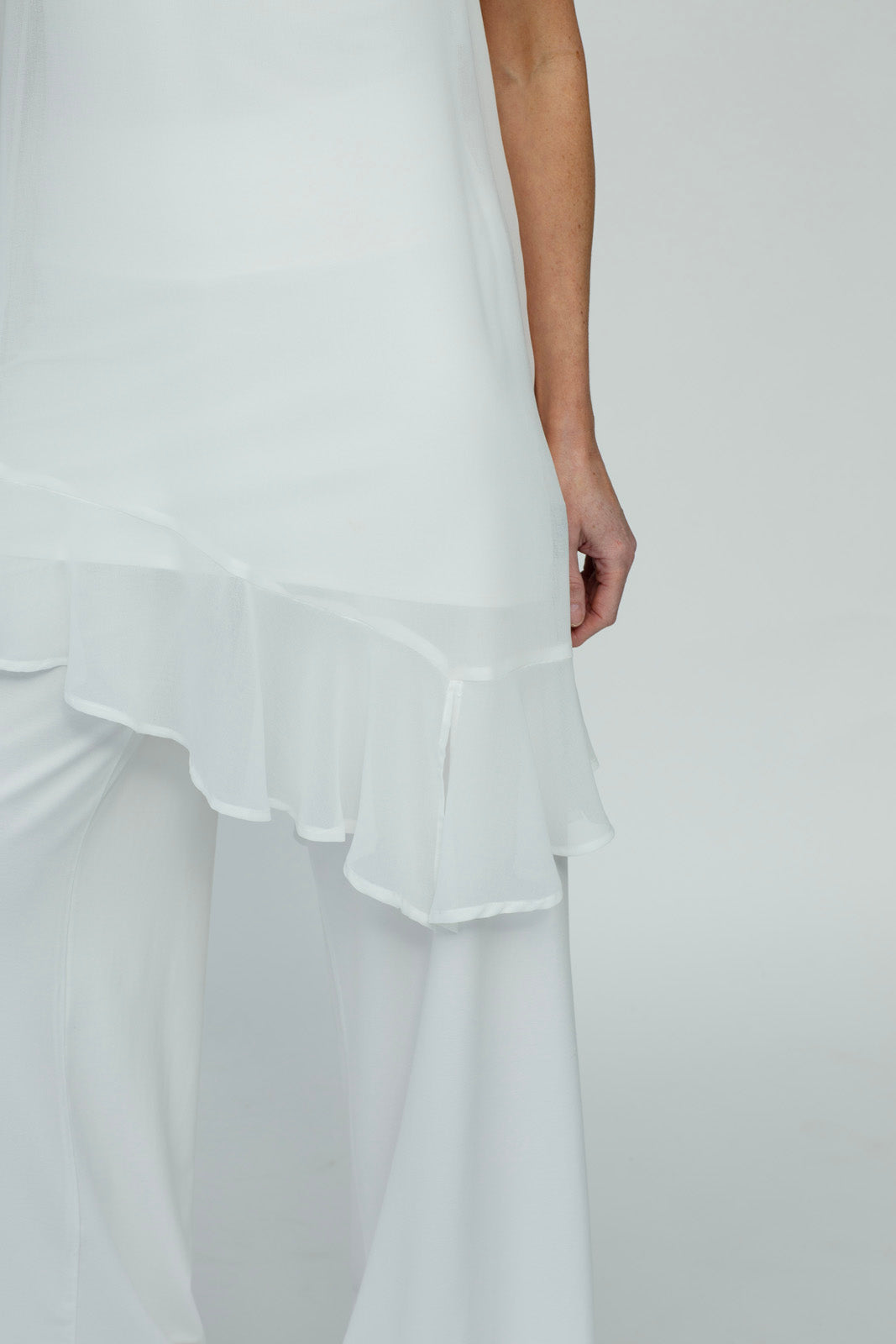 Brona Chiffon Tunic: Ecru chiffon