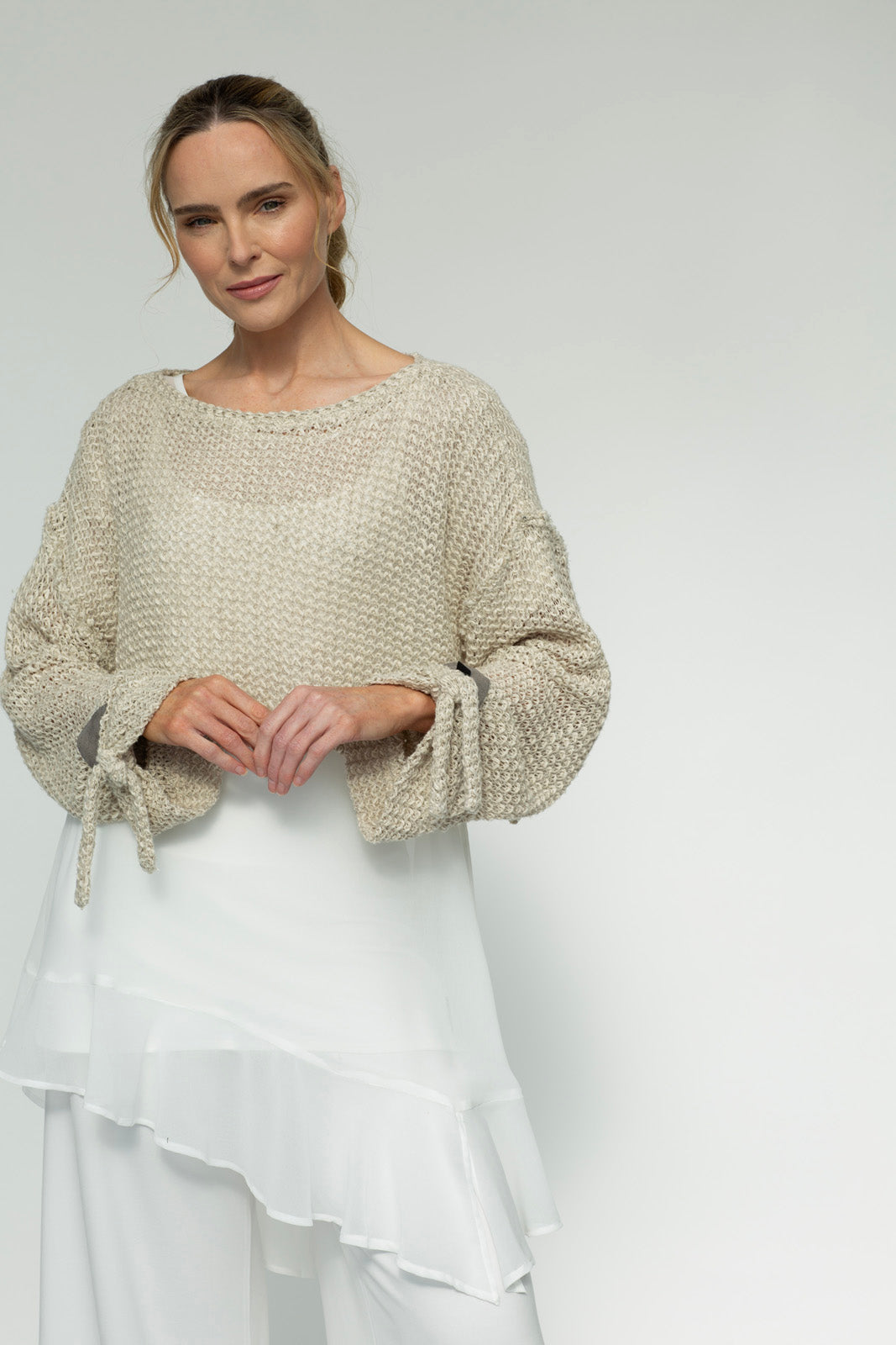 Alex Crop Knit Jumper Flax : Limited Edition