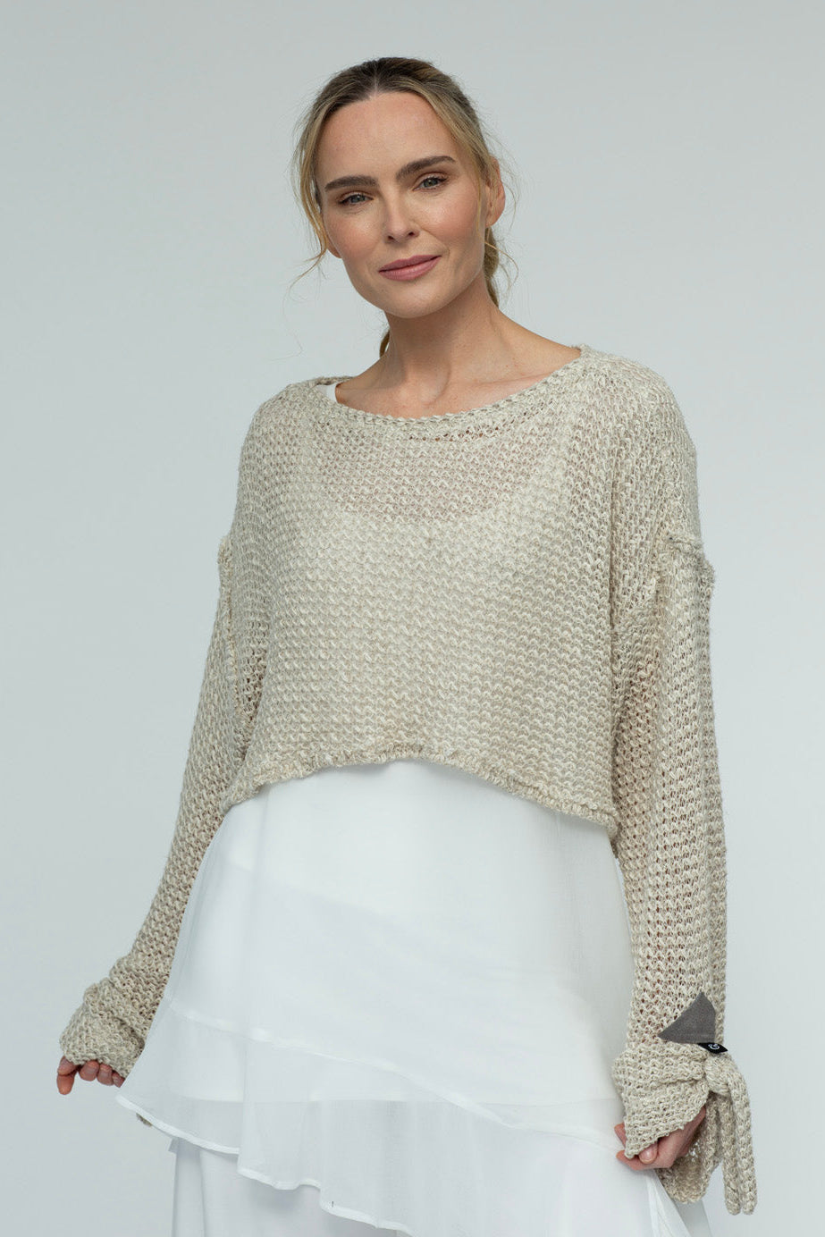 Alex Crop Knit Jumper Flax : Limited Edition