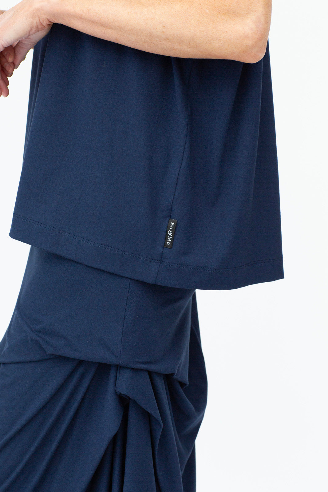 Harper Viscose Jersey Asymetrical Skirt (Navy): Limited Edition
