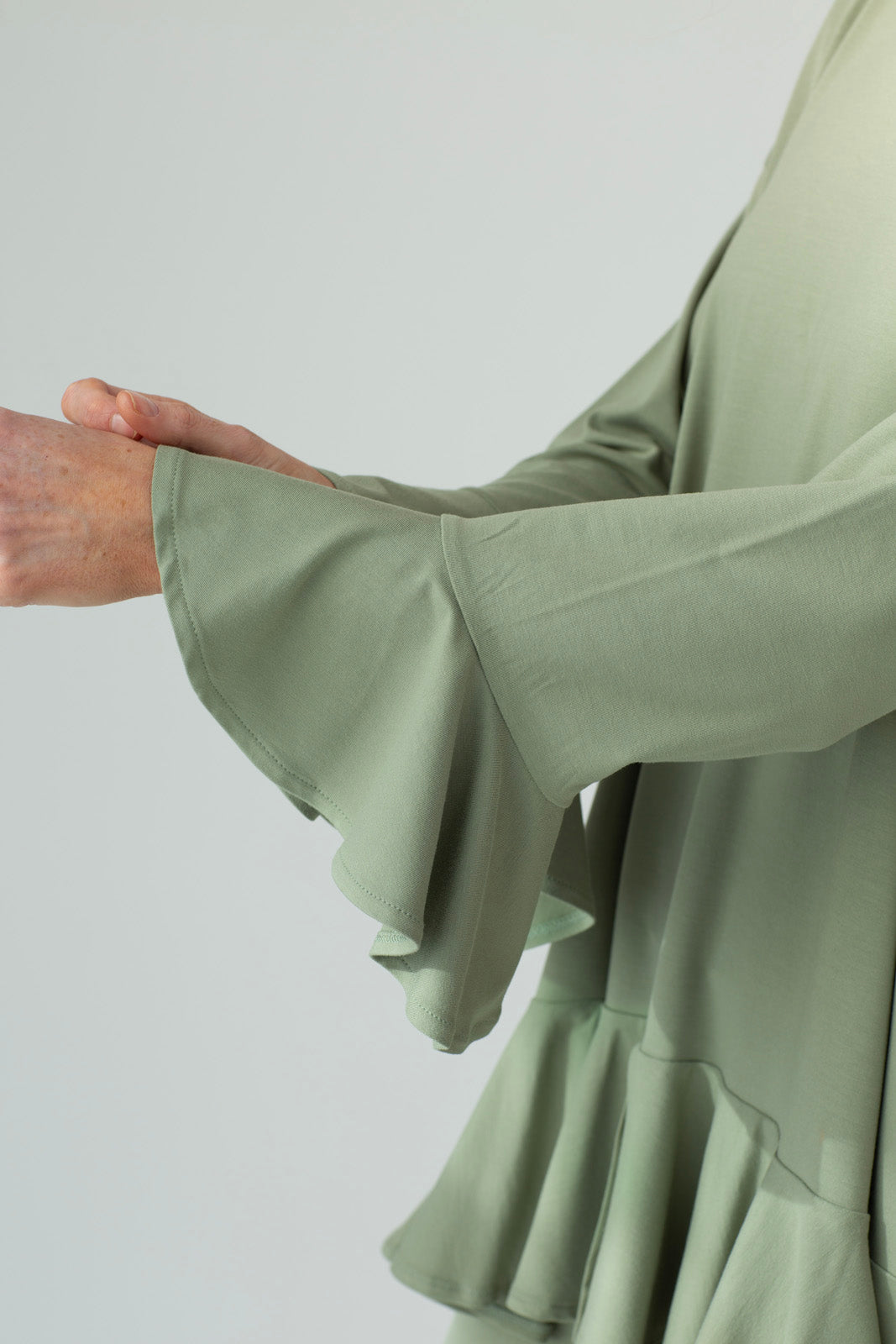 Blair Viscose Jersey Oversize Frill Hem Tunic (Olive)