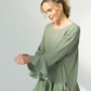 Blair Viscose Jersey Oversize Frill Hem Tunic (Olive)