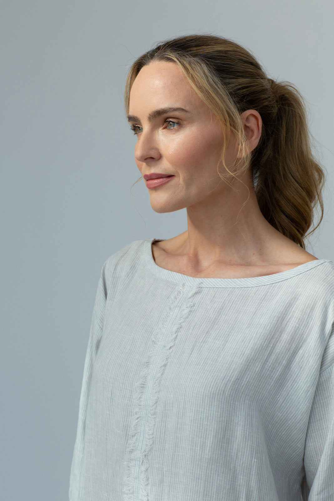 Kaia Linen tunic : Limited Edition : Grey stripe