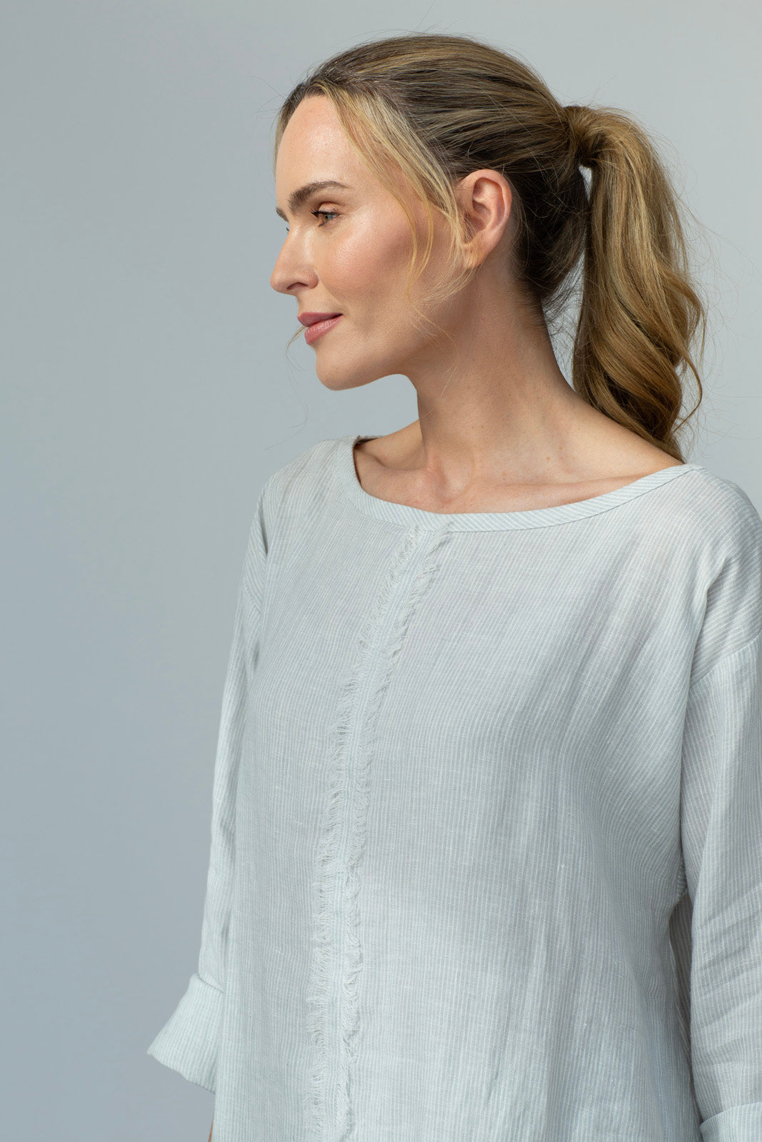 Kaia Linen tunic : Limited Edition : Grey stripe