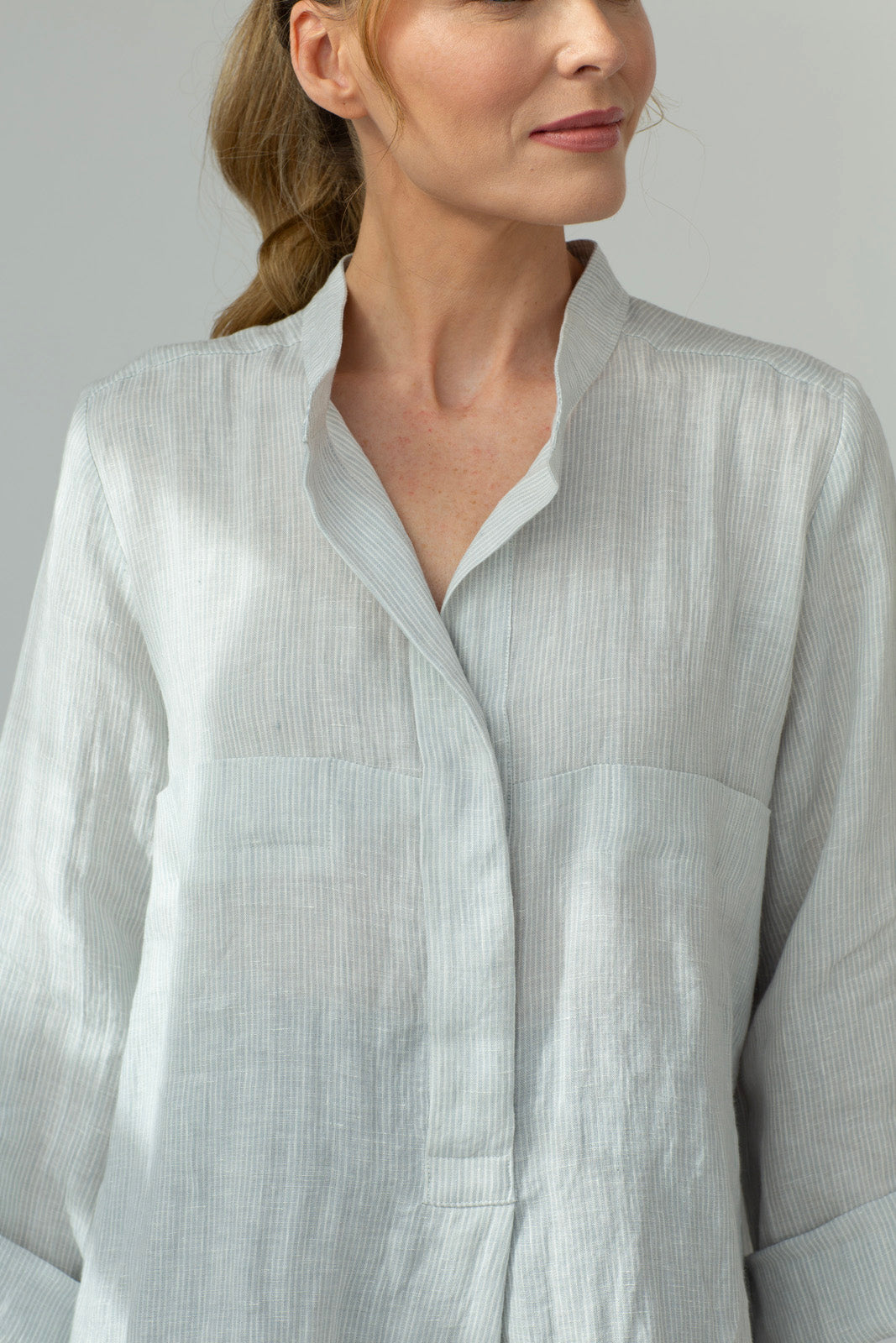 Dara Linen shirt : Limited Edition : grey stripe