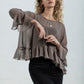 Navy Poppy Chiffon Top