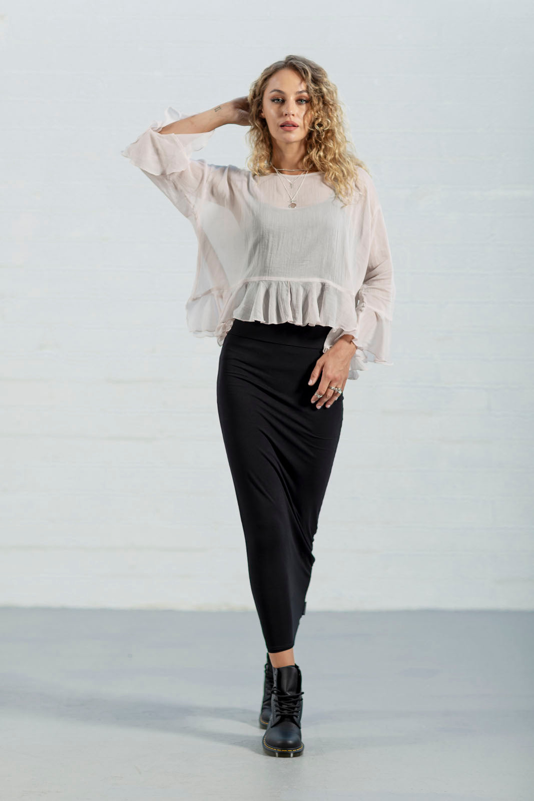 White Poppy Chiffon Top(small only)