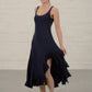 Navy Georgia Frill Jersey Dress