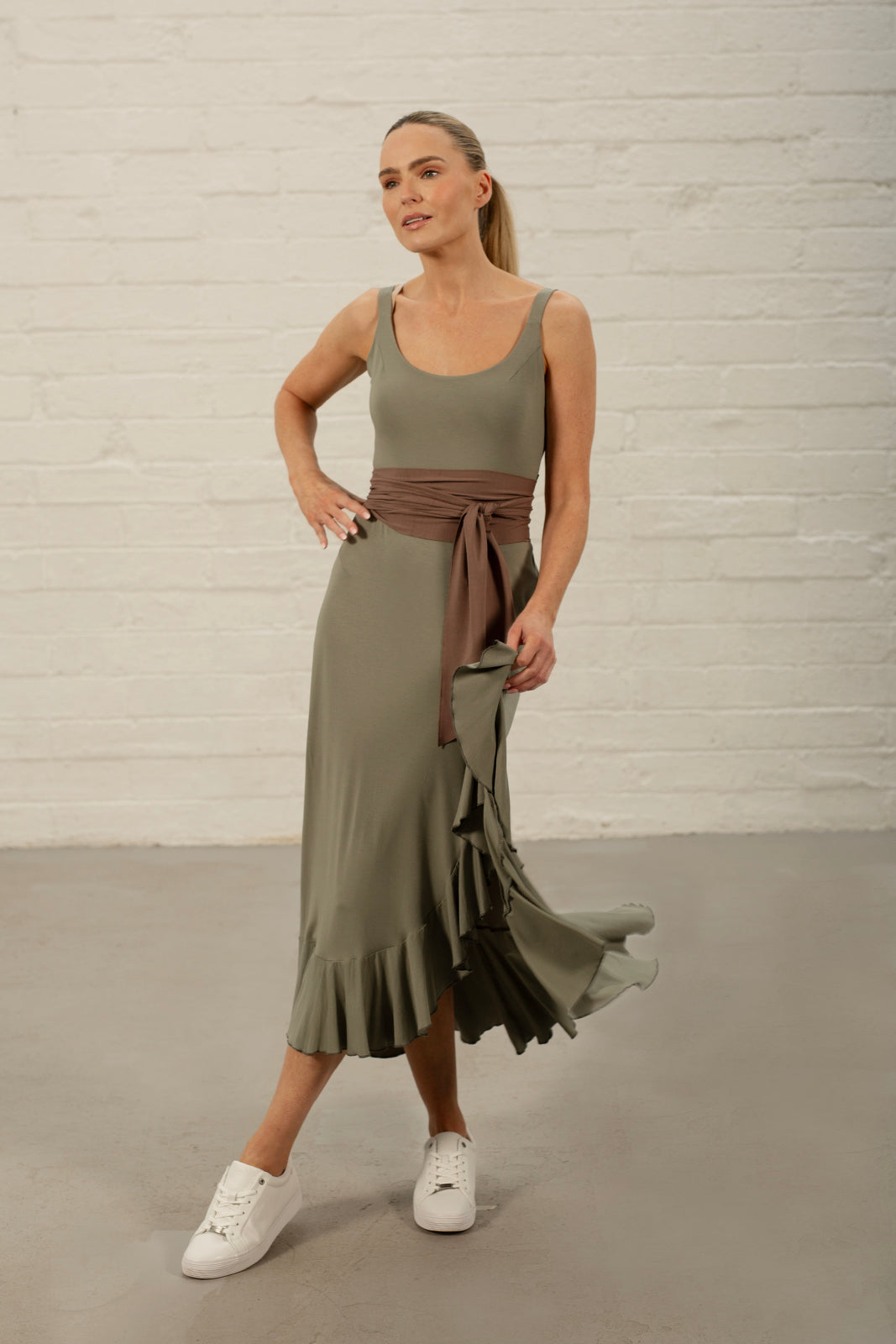 Olive Georgia Frill Jersey Dress