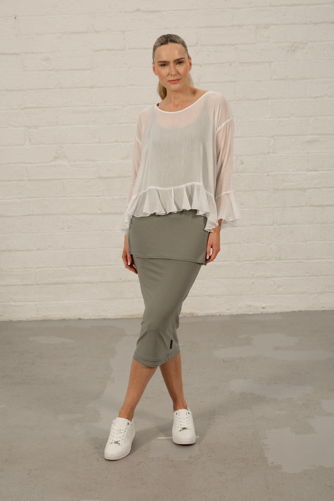 White Poppy Chiffon Top(small only)