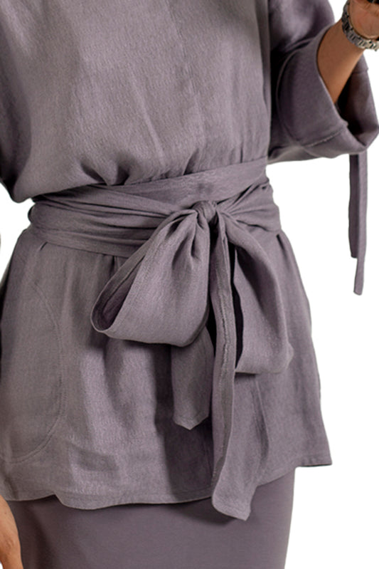 The Silver Frost Linen Sash Belt