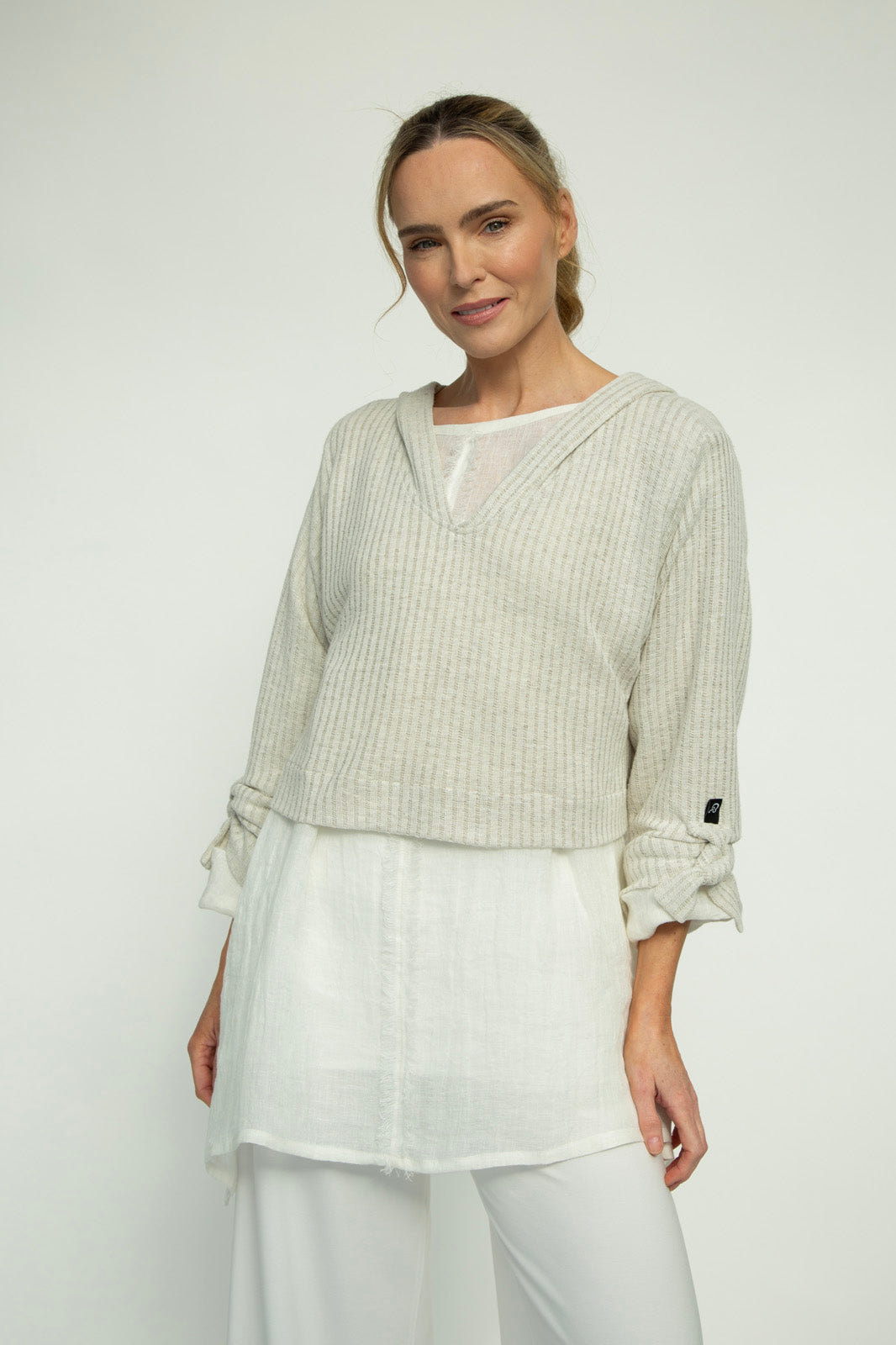 Scottie Crop Ribbed Jumper (Flax): Limited Edition
