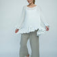 Blair Viscose Knit Oversize Frill Hem Tunic (Soft White)